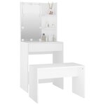 vidaXL Ensemble de coiffeuse avec LED Blanc Bois d'ingénierie