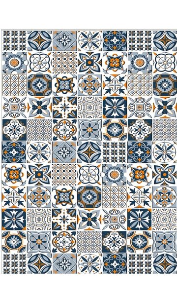 Tapis de Cuisine carreaux de Ciment 50 x 120 cm - Bleu