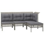 Salon de jardin meuble d'extérieur ensemble de mobilier 4 pièces avec coussins gris résine tressée 02_0016156