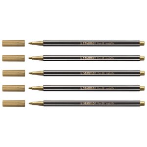 Stylo feutre Pen 68 metallic pointe moyenne or x 5 STABILO