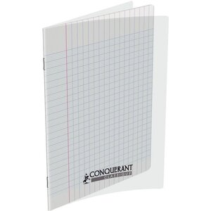 Cahier 96 pages seyès 90 g  couverture polypropylène incolore  format 17 x 22 cm CONQUERANT