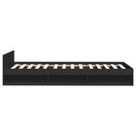 vidaXL Cadre de lit avec tiroir noir 100x200 cm bois d'ingénierie