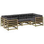 vidaXL Salon de jardin 6 Pièces avec coussins bois de pin imprégné