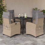 vidaXL Ensemble à manger de jardin coussins 5 Pièces mélange beige rotin