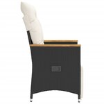 vidaXL Chaise inclinable de jardin avec coussins noir résine tressée
