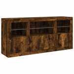 vidaXL Buffet avec lumières LED chêne fumé 142 5x37x67 cm