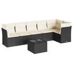 vidaXL Salon de jardin 7 Pièces avec coussins noir résine tressée