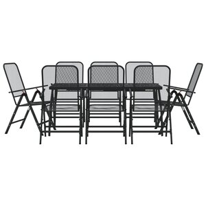 vidaXL Ensemble à manger de jardin 9 Pièces anthracite métal maille