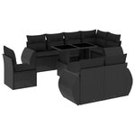 vidaXL Salon de jardin 9 Pièces avec coussins noir résine tressée