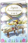 Carte Joyeux Anniversaire Doré Petit Garçon Pêcheur Enveloppe Blanche 12x17 5cm