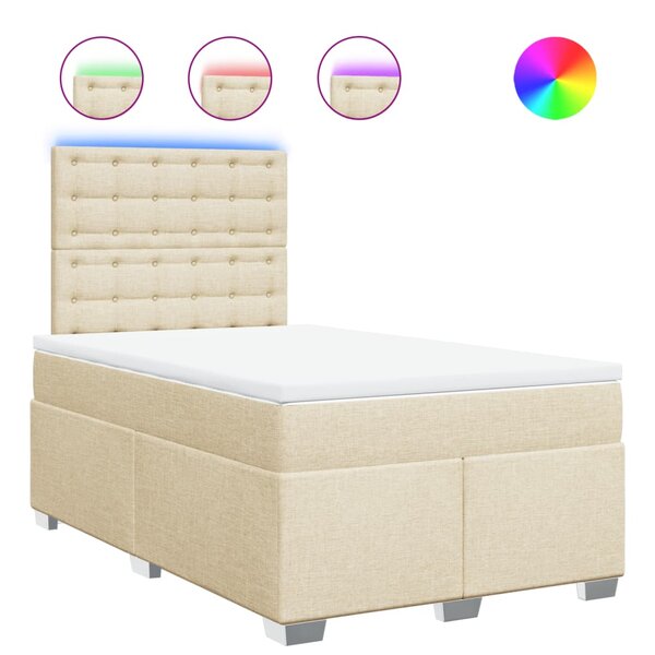 vidaXL Sommier à lattes de lit avec matelas Crème 120x200 cm Tissu