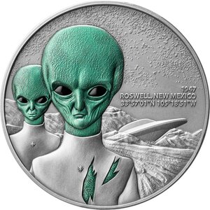 ROSWELL UFO INCIDENT Interstellar Phenomena 2 Once Argent Monnaie 2000 Francs Cameroon 2024