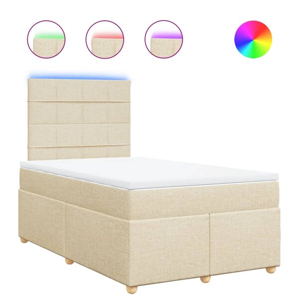 vidaXL Sommier à lattes de lit avec matelas crème 120x190 cm tissu