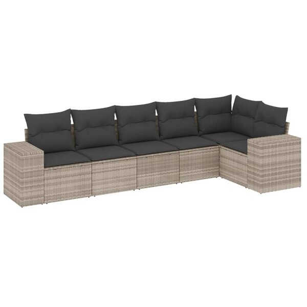 vidaXL Salon de jardin 6 Pièces avec coussins gris clair résine tressée