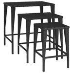 vidaXL Tables gigognes 3 Pièces noir résine tressée