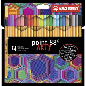 Etui 24 stylos feutres point 88 arty pointe fine assorties stabilo