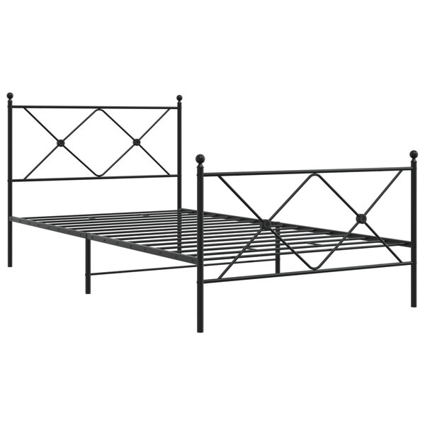 vidaXL Cadre de lit métal avec tête de lit/pied de lit noir 107x203 cm