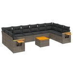 vidaXL Salon de jardin 11 Pièces avec coussins gris résine tressée