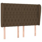vidaXL Tête de lit avec oreilles Marron foncé 147x23x118/128 cm Tissu