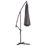 Parasol déporté octogonal inclinable manivelle pied acier Ø 3 x 2 5H m gris