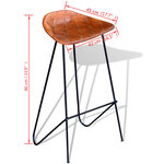 vidaXL Chaises de bar lot de 2 noir et marron cuir véritable