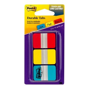 Marque-pages rigides 25,4 x 38 mm - 3 couleurs assorties (Bleu, Jaune, Rouge) - 3 x 22 index (paquet 66 unités)