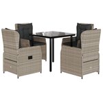 vidaXL Ensemble à manger de jardin et coussins 5 Pièces gris clair rotin