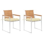 vidaXL Chaises de jardin avec coussins 2 Pièces Teck solide et acier