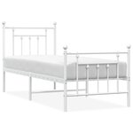 vidaXL Cadre de lit métal avec tête de lit/pied de lit blanc 75x190 cm