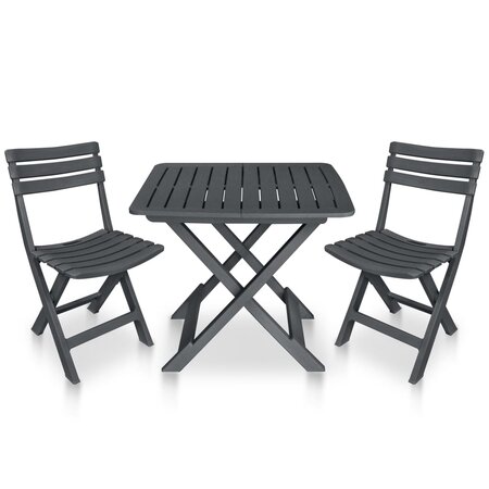 vidaXL Mobilier de bistro pliable 3 Pièces Plastique Anthracite