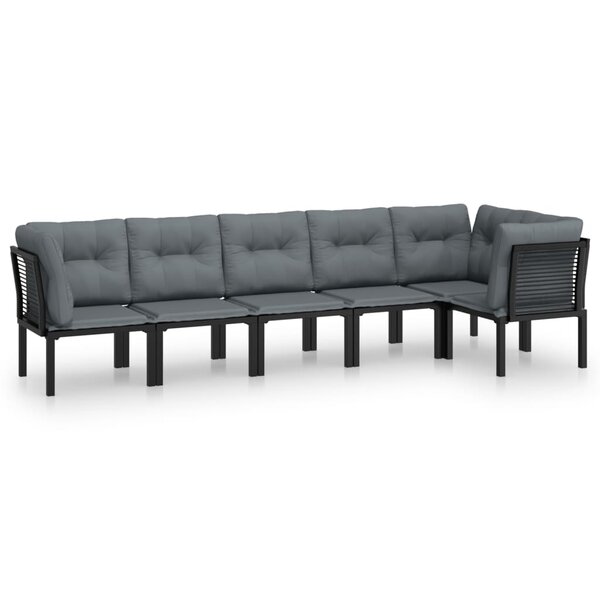 vidaXL Salon de jardin 6 Pièces noir et gris résine tressée