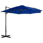 vidaXL Parasol déporté avec mât en aluminium Bleu azuré 300 cm