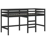 vidaXL Lit mezzanine enfants et tunnel blanc/noir 90x200 cm pin massif