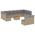 vidaXL Salon de jardin avec coussins 13 Pièces beige résine tressée