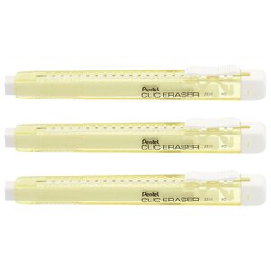 Stylo gomme CLIC ERASER Corps Jaune pastel x 3 PENTEL