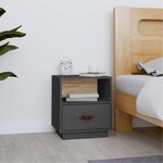 vidaXL Table de chevet Gris 40x34x45 cm Bois de pin massif
