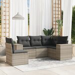 vidaXL Salon de jardin 5 Pièces avec coussins gris clair résine tressée