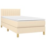 vidaXL Sommier à lattes de lit avec matelas LED Crème 90x200 cm Tissu