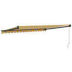 vidaXL Auvent rétractable jaune et blanc 4x3 m tissu et aluminium
