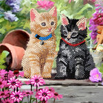 Kit carte broderie diamant 18x18cm Chaton