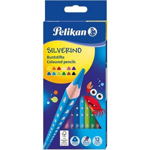 Crayon de couleur triangulaire silverino fin  étui pelikan