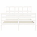 vidaXL Cadre de lit avec tête de lit blanc 140x190 cm bois massif
