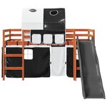 vidaXL Lit mezzanine enfants et tunnel blanc/noir 90x190 cm pin massif