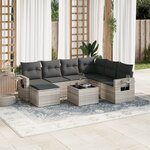 vidaXL Salon de jardin 8 Pièces avec coussins gris clair résine tressée