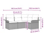 vidaXL Ensemble de canapé de jardin 4 pièces avec coussins Beige Poly Rotin
