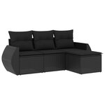 vidaXL Salon de jardin 4 Pièces avec coussins noir résine tressée