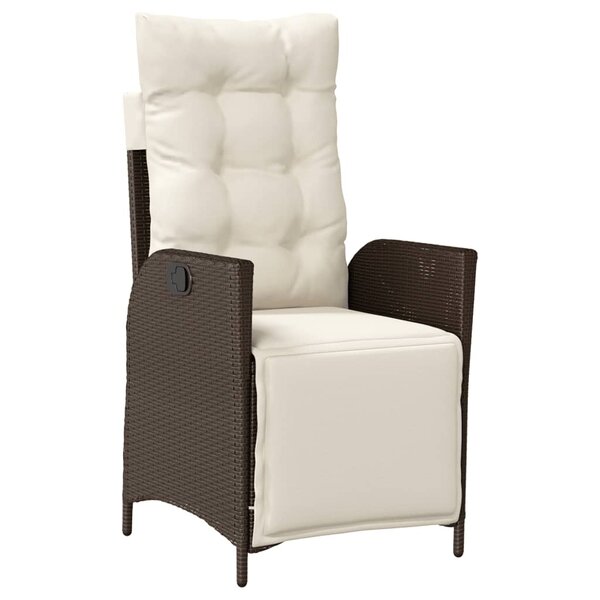 vidaXL Chaise inclinable de jardin repose-pied marron résine tressée