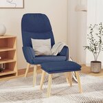 vidaXL Chaise de relaxation avec tabouret Bleu Tissu