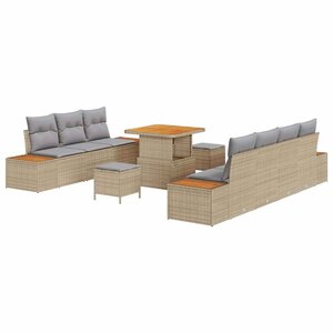 vidaXL Ensemble de canapé de jardin 10 Pièces Beige Poly rotin
