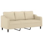 vidaXL Canapé 3 places avec oreillers décoratifs crème 180 cm tissu